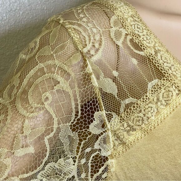 POL Sweetheart Confession Lace Sleeve and Shoulder Tee Shirt Gold Size Small - Picture 5 of 11